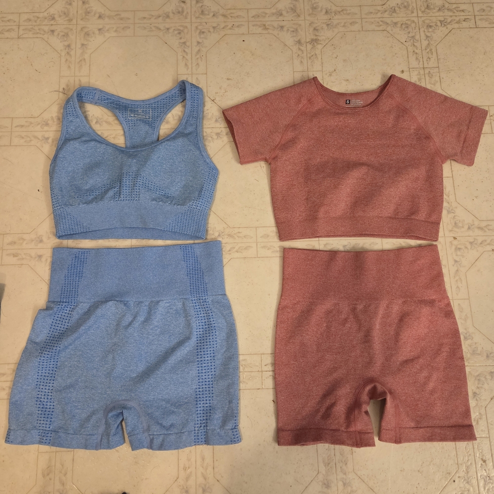 Women's Blue and Red Activewear Set